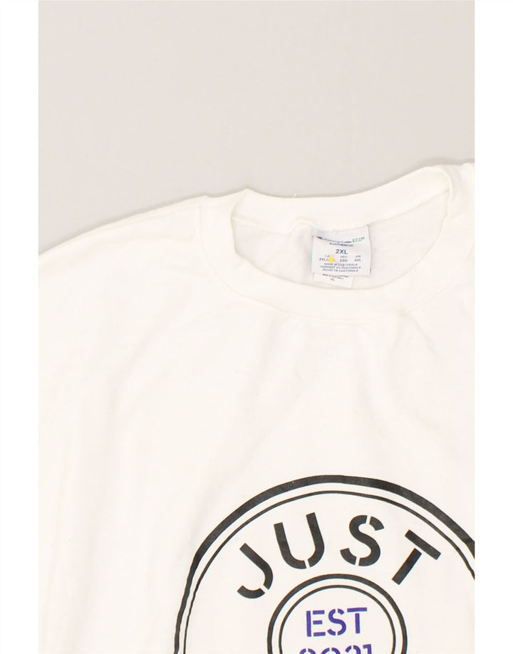 CHAMPION Mens Graphic Sweatshirt Jumper 2XL White Cotton | Vintage Champion | Thrift | Second-Hand Champion | Used Clothing | Messina Hembry 