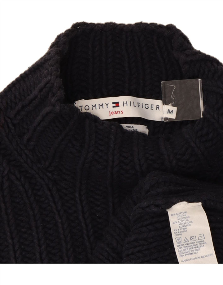 TOMMY HILFIGER Womens Turtle Neck Jumper Sweater UK 12 Medium Navy Blue Vintage Tommy Hilfiger and Second-Hand Tommy Hilfiger from Messina Hembry 