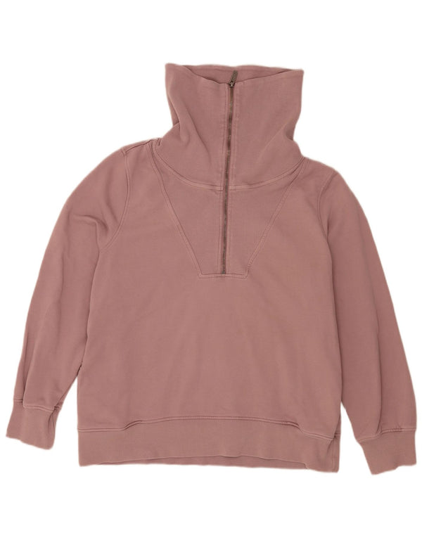 Fat Face Sweat-shirt surdimensionné à col zippé pour femme UK 16 Large Rose
