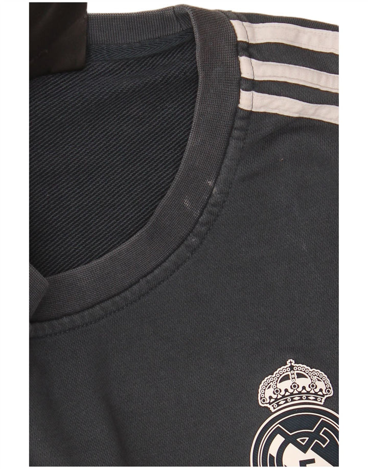 Adidas Mens Real Madrid Sweatshirt Jumper Large Grey Cotton