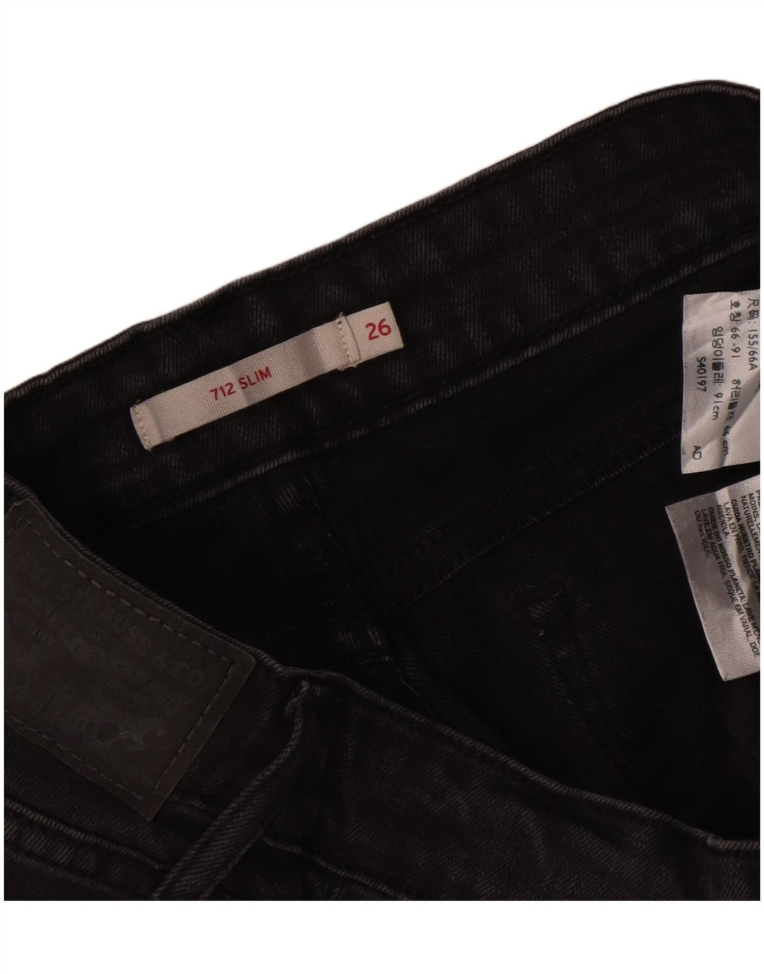 Levi's Damen 712 Slim Jeans W26 L29 Schwarze Baumwolle