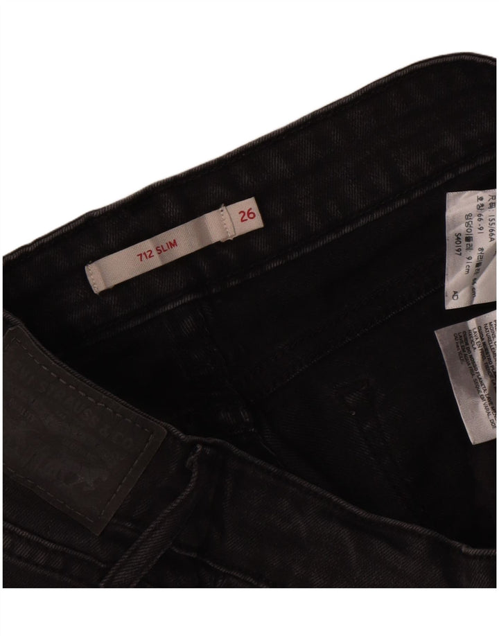 Levi's Damen 712 Slim Jeans W26 L29 Schwarze Baumwolle