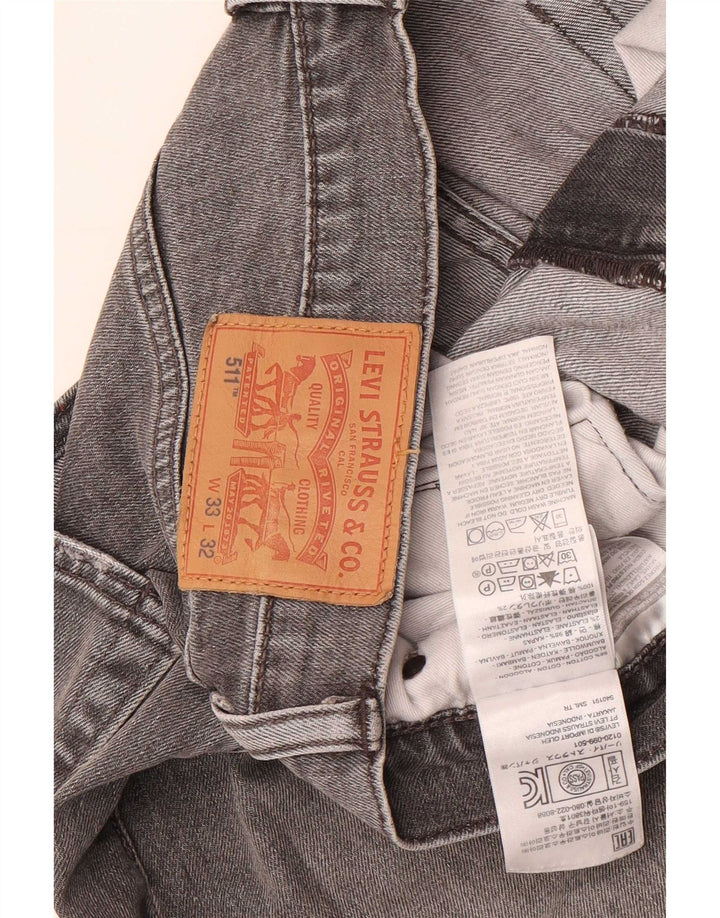 Levi's Hombre 511 Slim Jeans W33 L32 Algodón Gris