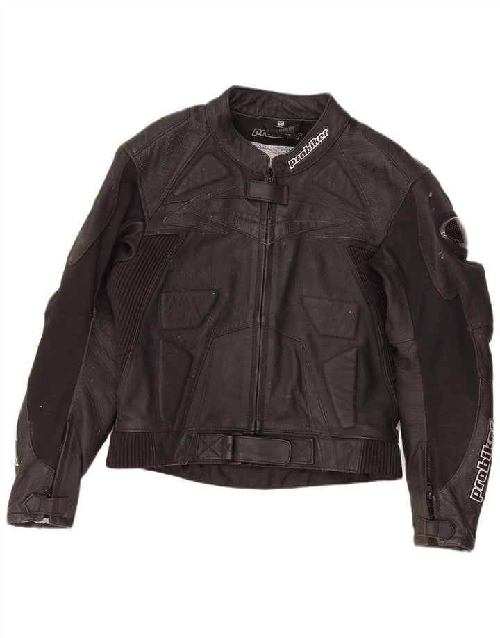 Probiker Mens Motorcycle Leather Biker Jacket EU 50 Large Black Leather