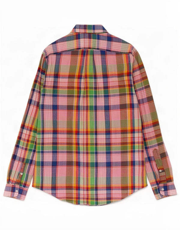 Polo Ralph Lauren Mens Custom Fit Camisa Média Multicolorida Xadrez Linho