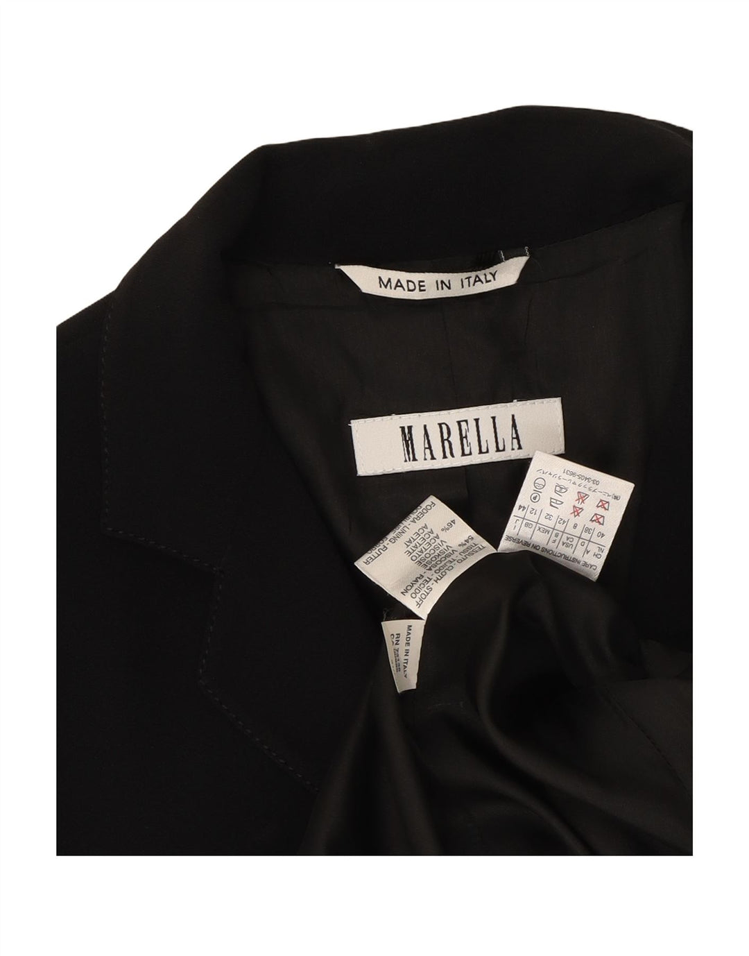 MARELLA Womens Blazer Jacket UK 12 Medium Black Viscose