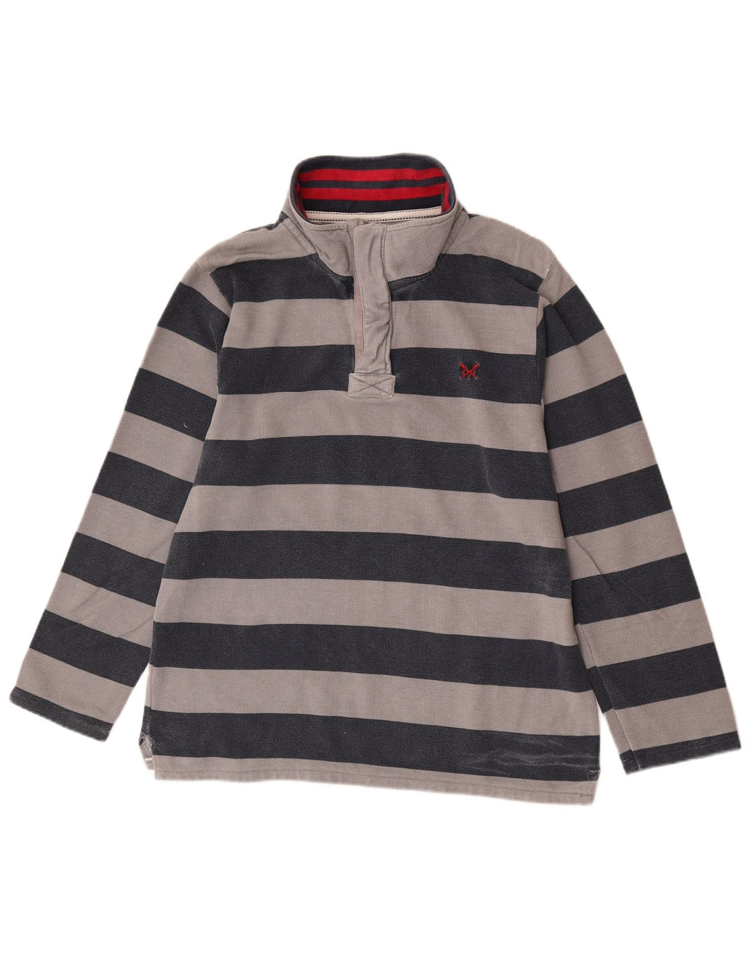 Besætningstøj Herre Zip Neck Sweatshirt Jumper Medium Grå Stribet