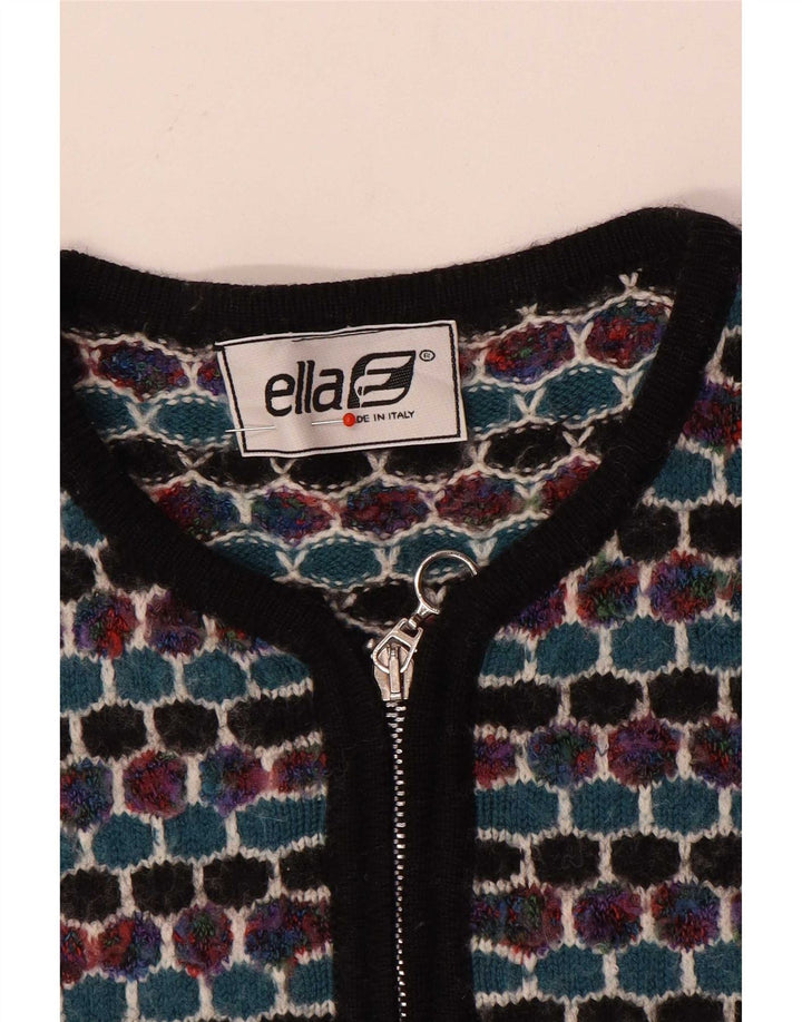 Ella Dame Cardigan Sweater UK 16 Stor Flerfarvet Geometrisk
