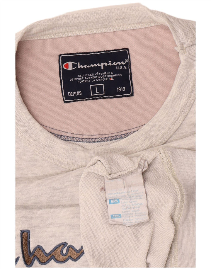 Champion Mens Graphic Sweatshirt Jumper Large Grey Flecked Cotton