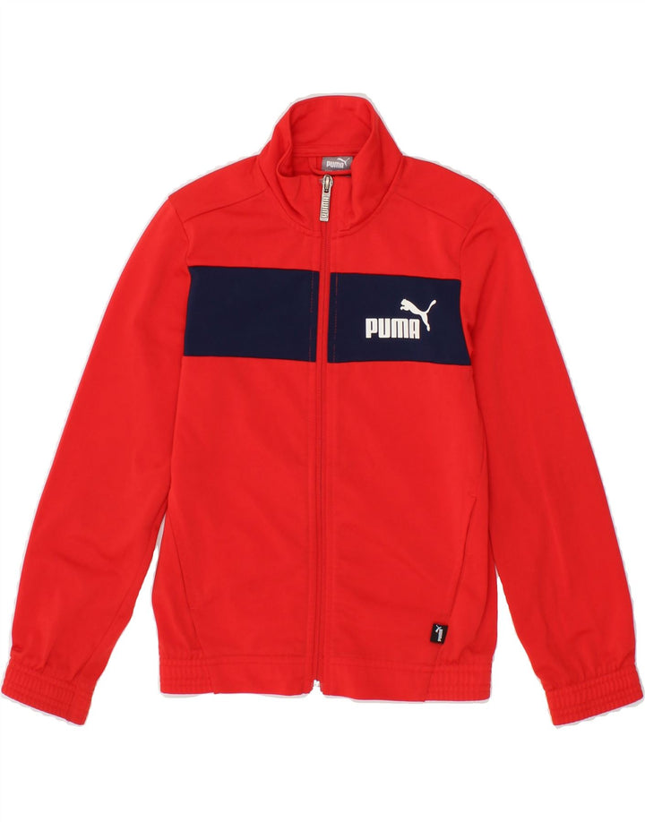 PUMA Boys Graphic Tracksuit Top Jacket 7-8 Years Red Polyester Vintage Puma and Second-Hand Puma from Messina Hembry 