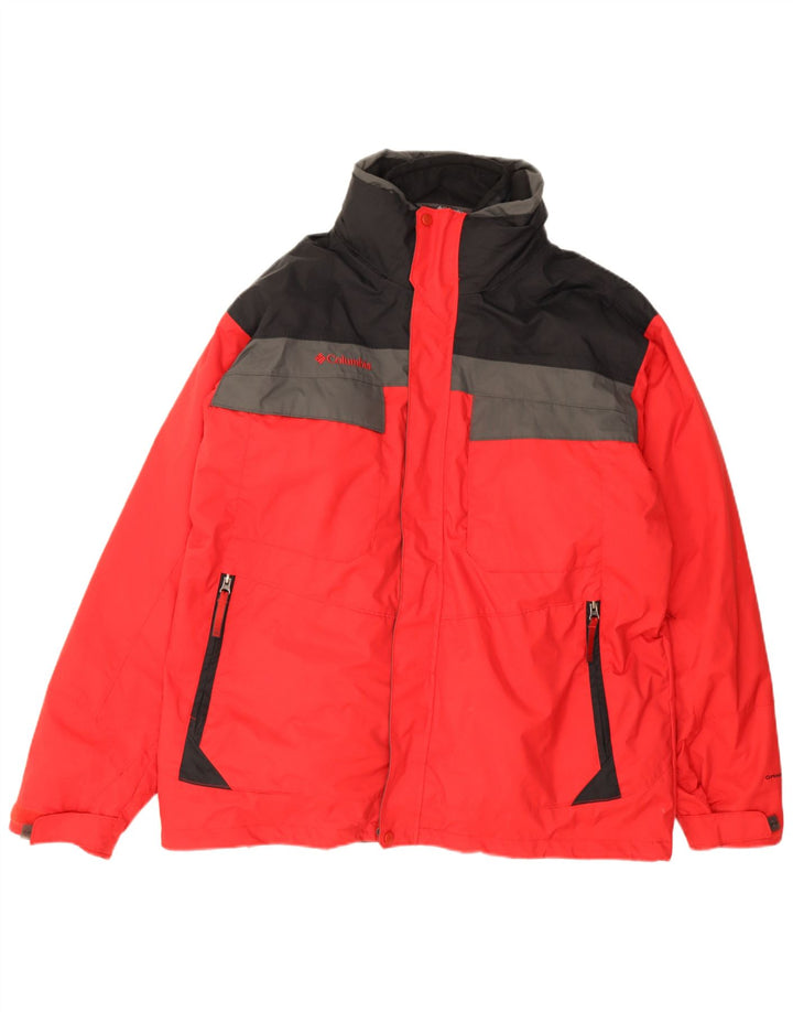 Columbia Mens Interchange Windbreaker Jacket UK 42 XL Red Colourblock