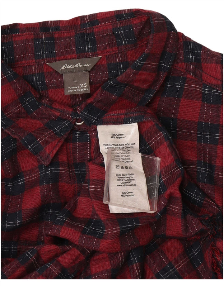 Eddie Bauer Oversized skjorte til kvinder UK 6 XS rød ternet bomuld
