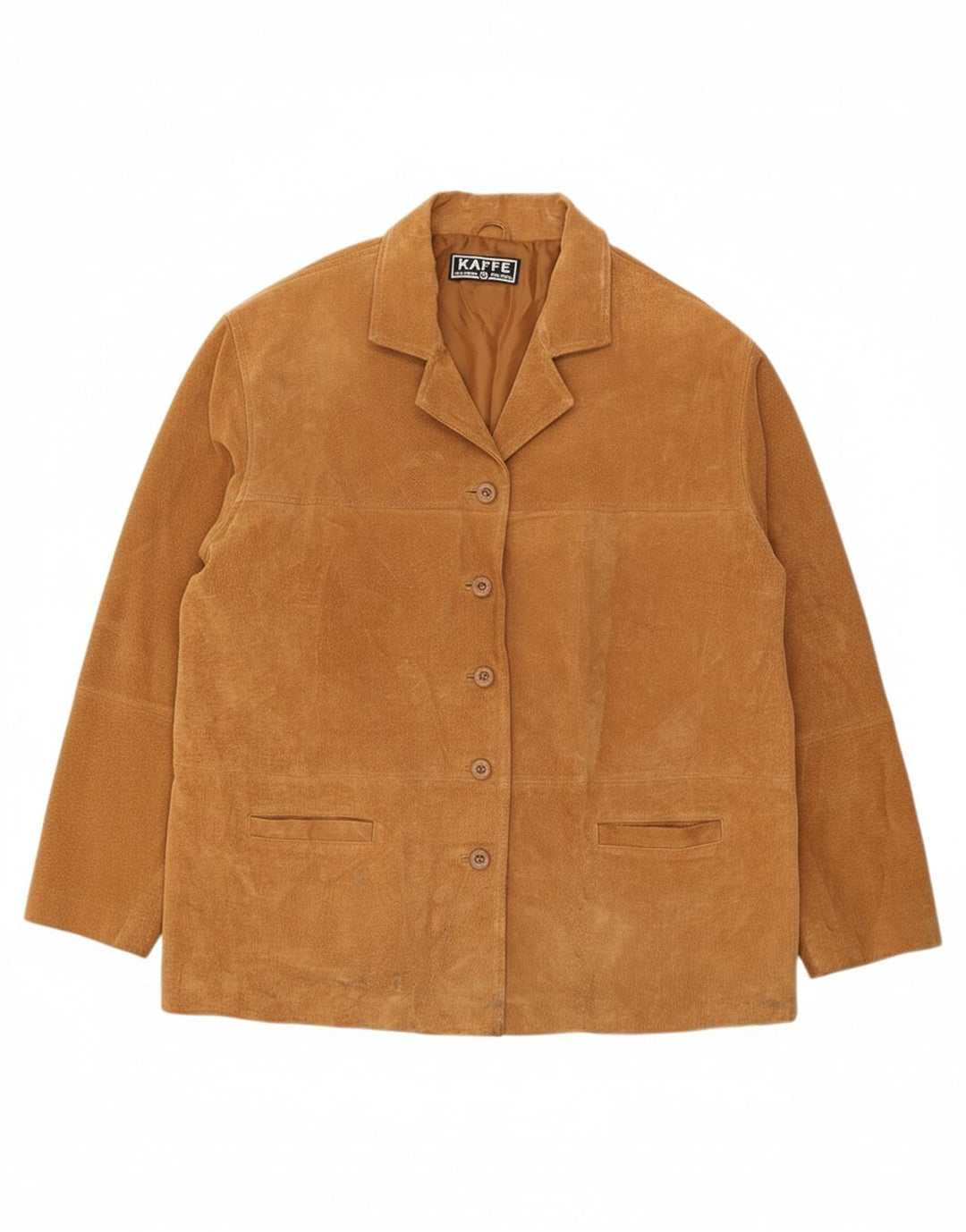 KAFFE Womens Suede Jacket UK 18 XL Brown Leather