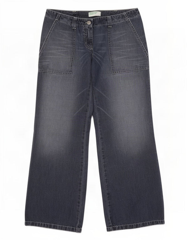 Jeans Benetton da donna a gamba larga IT 44 medio W30 L34 cotone blu navy
