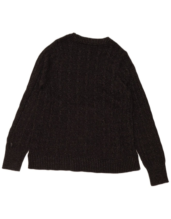 Tommy Hilfiger Womens Crew Neck Jumper Sweater UK 12 Medium Black Cotton