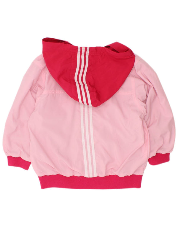Adidas Mädchen-Regenjacke mit Kapuze, 2–3 Jahre, rosafarbenes Colourblock-Polyester
