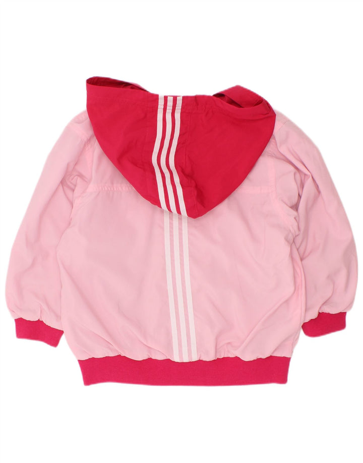 Adidas Girls Hooded Rain Jacket 2-3 Years Pink Colourblock Polyester