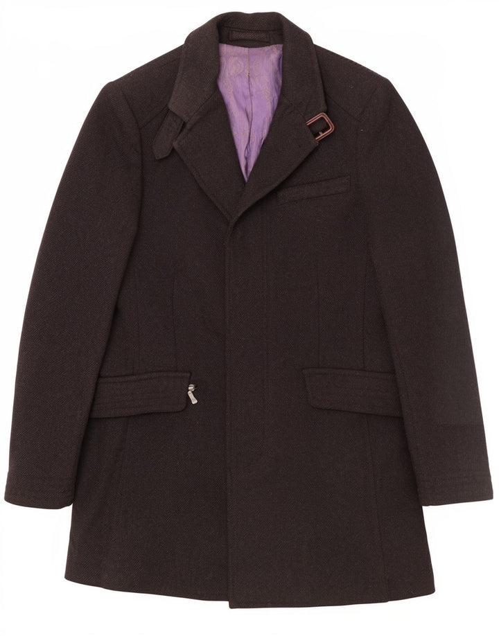 Ted Baker Abrigo para hombre Talla 3 Mediano Lana negra Clásica