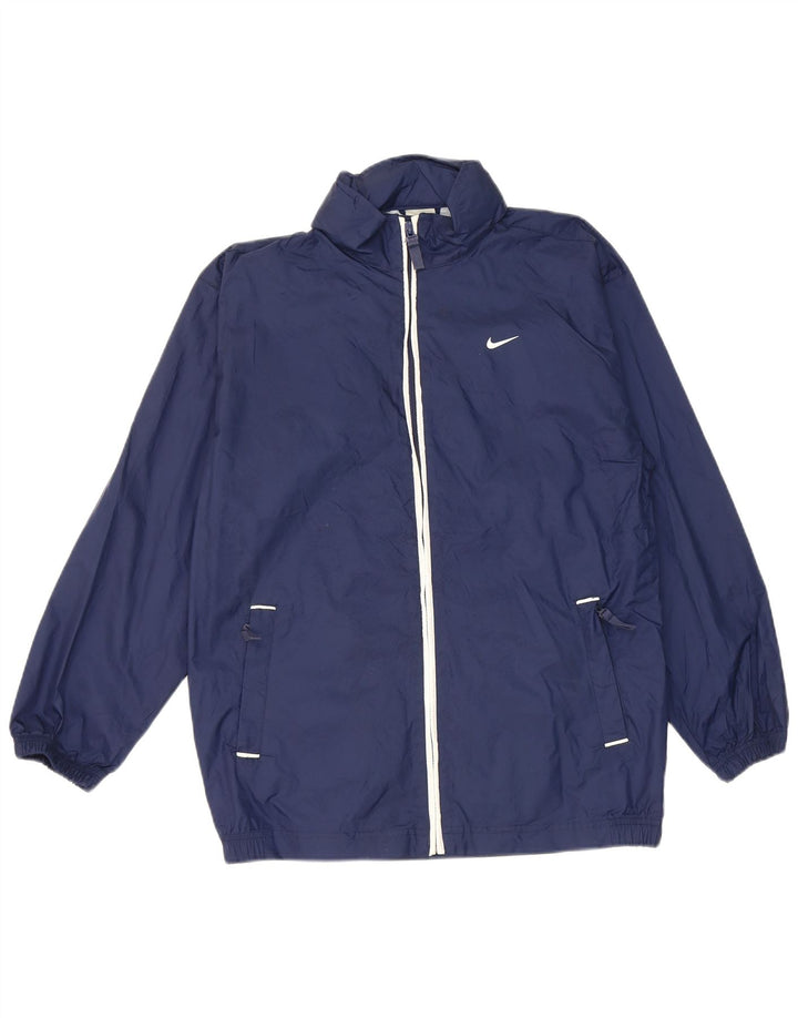 Nike Boys Graphic Hooded Rain Jacket 14-15 Years Navy Blue Nylon