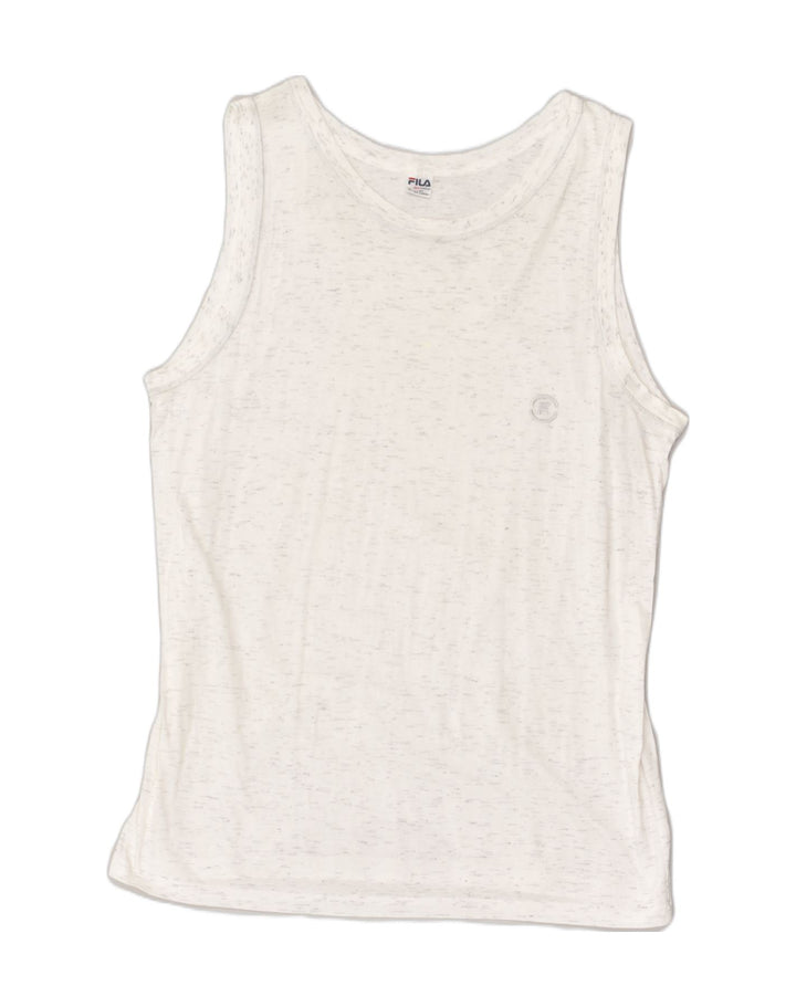 FILA Womens Vest Top UK 20 2XL White Flecked Cotton | Vintage Fila | Thrift | Second-Hand Fila | Used Clothing | Messina Hembry 