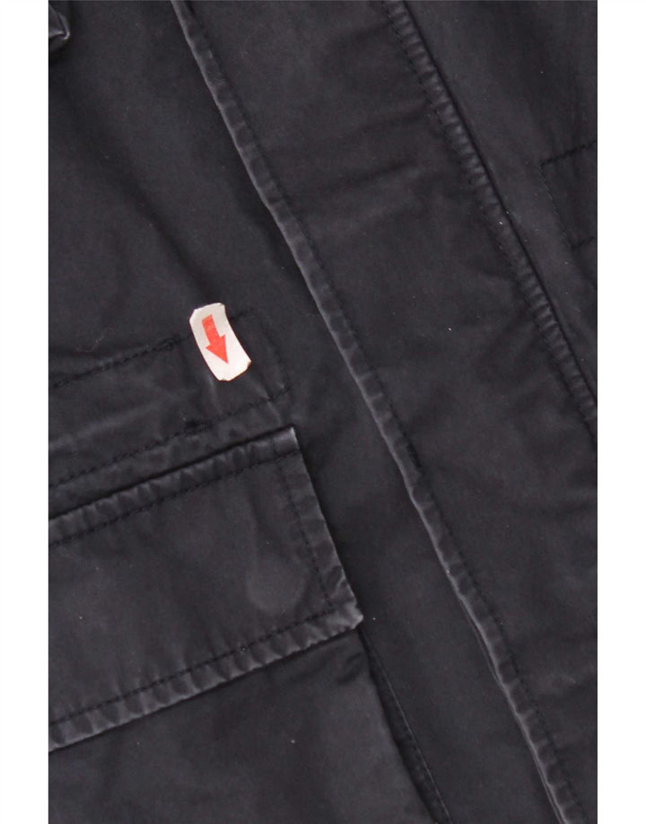 Ted Baker Mens Hooded Military Jacket Size 3 Medium Navy Blue Cotton