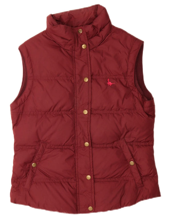 Jack Wills Chaleco acolchado para mujer UK 10 Small Borgoña Nylon
