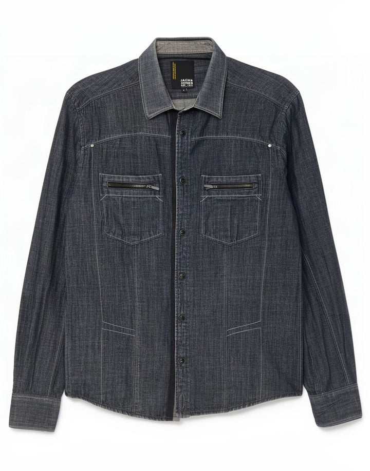 Jack & Jones Denimskjorte til mænd, lille marineblå bomuld