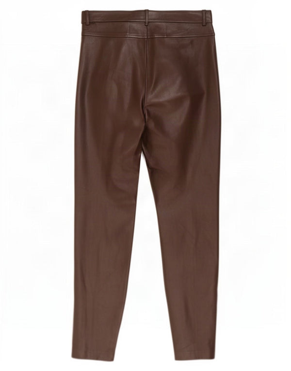 Zara Pantalon Slim Simili Cuir Femme Large W30 L29 Polyéthylène Marron