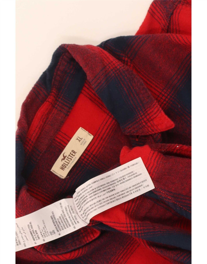 Hollister Mens Flannel Shirt XL Red Check Cotton