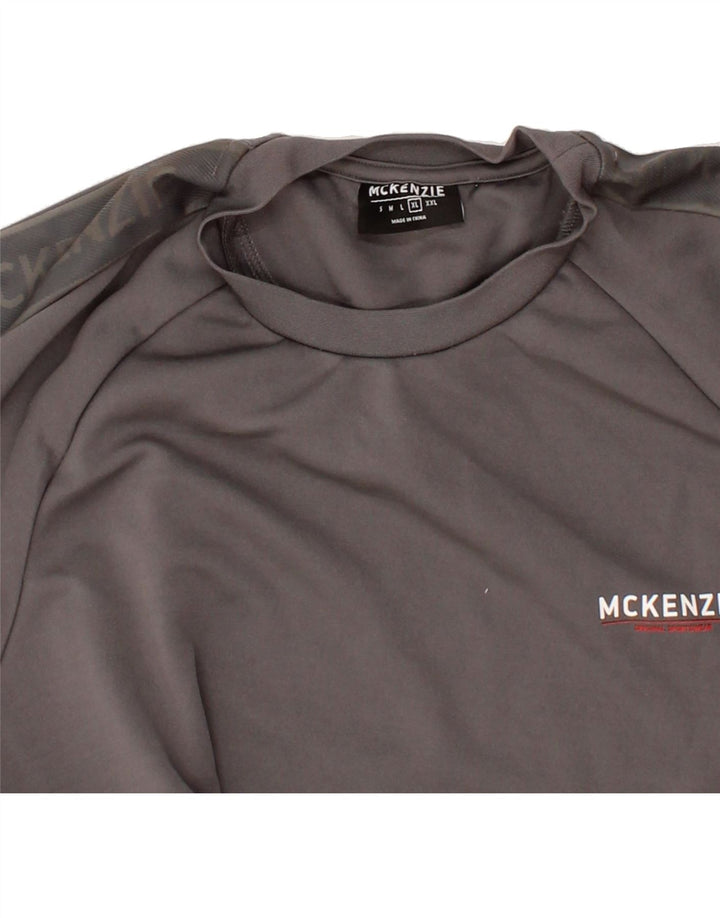 MCKENZIE Mens Graphic T-Shirt Top XL Grey Polyester Vintage Mckenzie and Second-Hand Mckenzie from Messina Hembry 