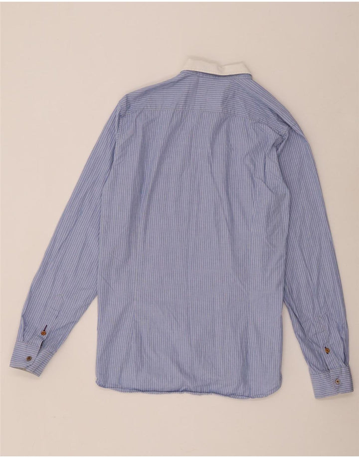 Ted Baker Mens Shirt Size 5 XL Blue Pinstripe Cotton