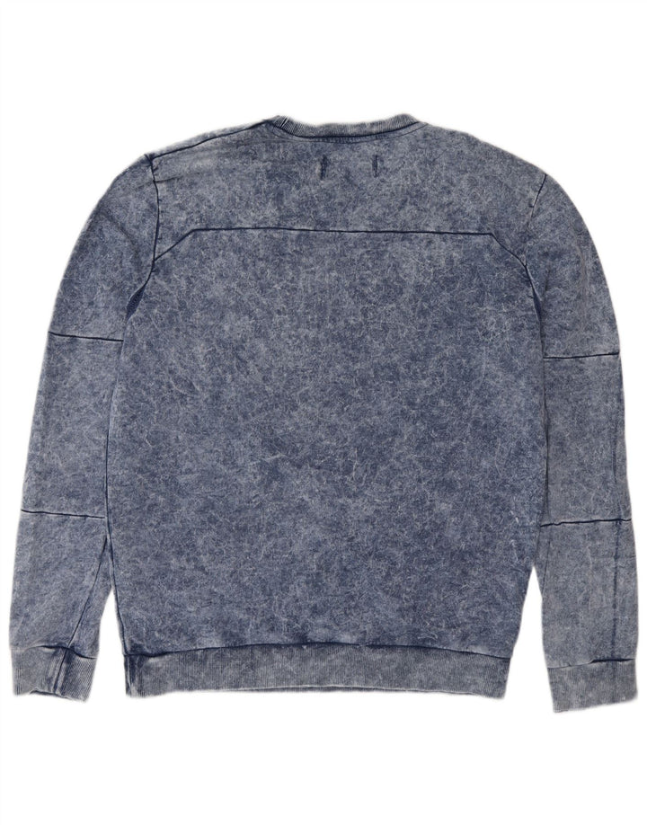 Calvin Klein Jeans Mens Graphic Sweatshirt Jumper Medium Blue Cotton