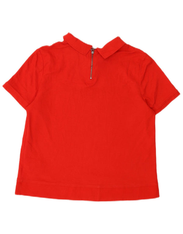 Tommy Hilfiger Damen-Poloshirt mit Grafik, UK 14, Größe L, Rot, Baumwolle