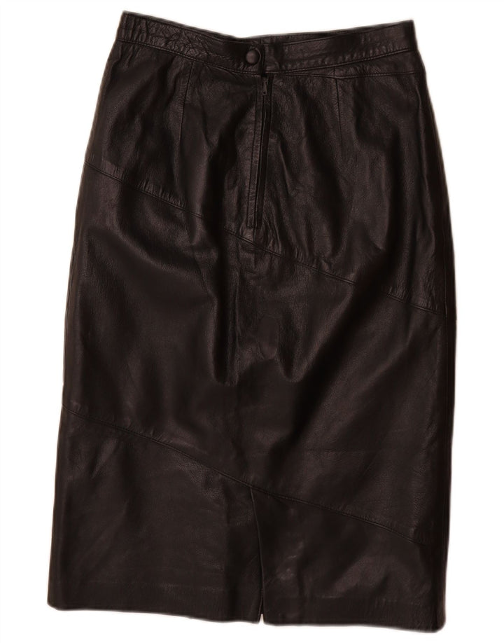 Vintage Womens Leather Skirt W26 Small Black