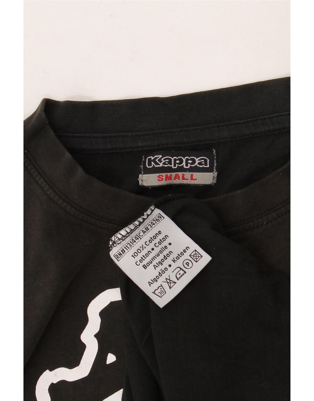 KAPPA Mens Graphic T-Shirt Top Small Black Cotton