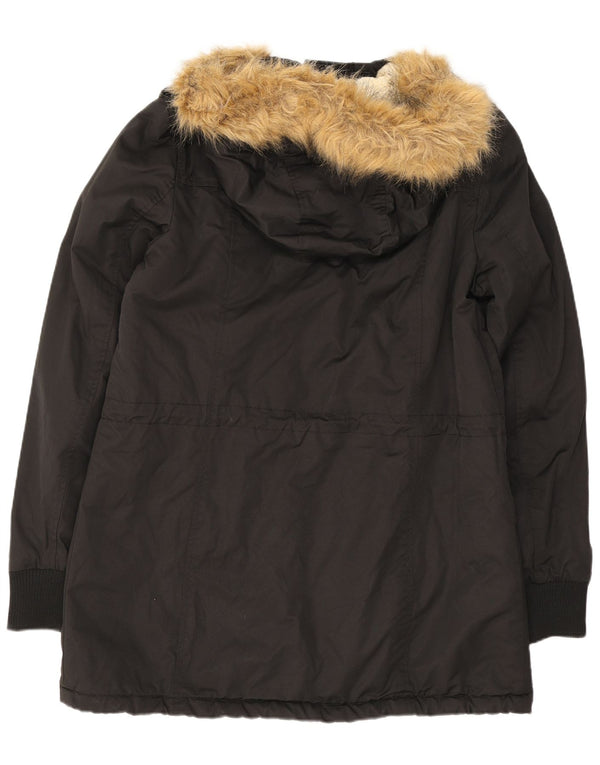Levi's Womens Military Hooded Sherpa Parka Jacket UK 14 Medium Black Cotton