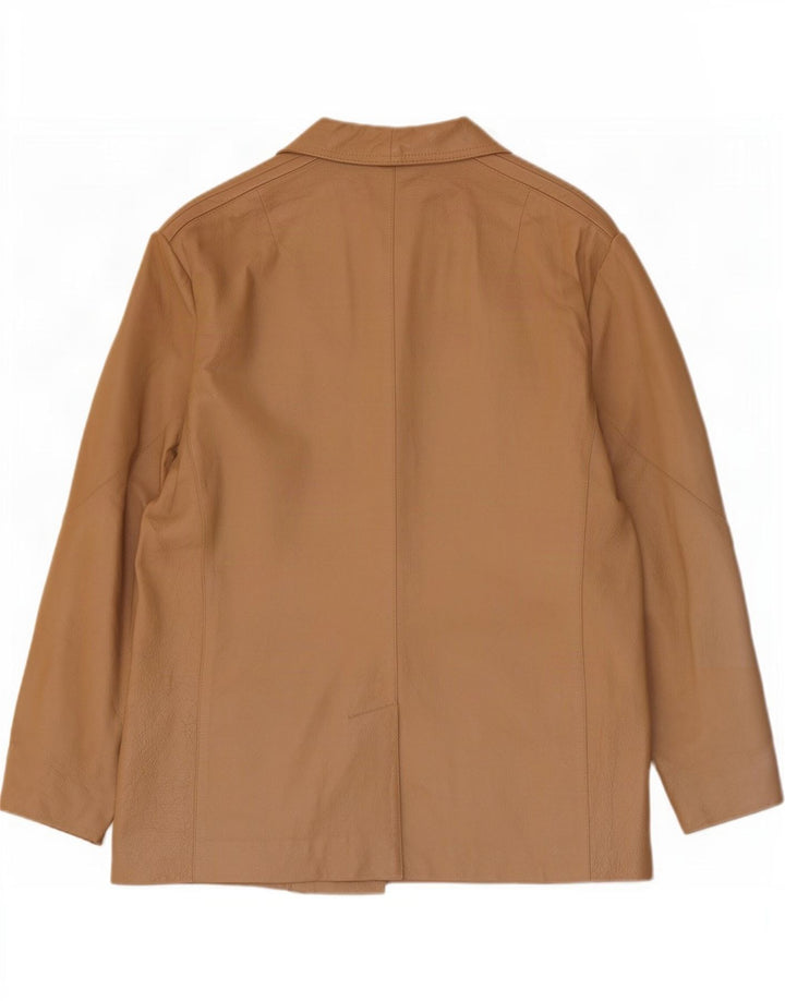 Vintage Γυναικείο Δερμάτινο Σακάκι με 3 Κουμπιά EU 46 XL Μπεζ