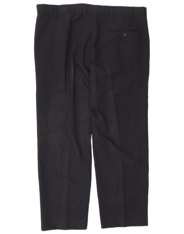 Pantaloni da abito regolari da uomo Marks & Spencer W38 L29 poliestere blu navy