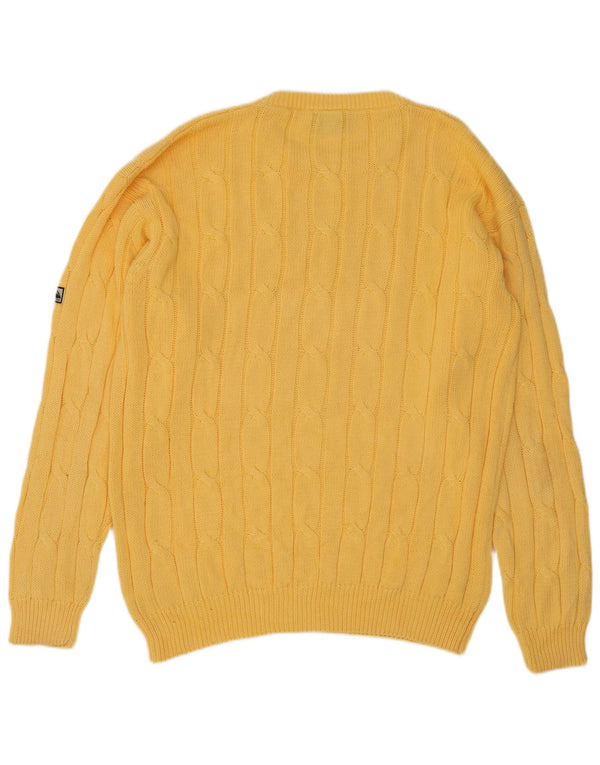 Navigare Mens Crew Neck Jumper Sweater Medium Yellow Cotton