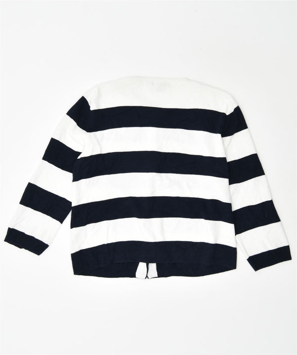 CHAPS Damen-Cardigan-Pullover UK 18 XL weiß gestreift aus Baumwolle