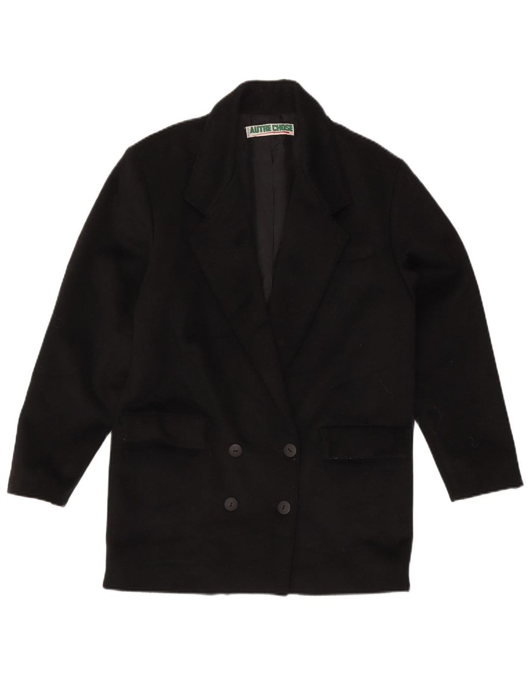 Vintage Womens Double Breasted Coat UK 14 Medium Black Wool