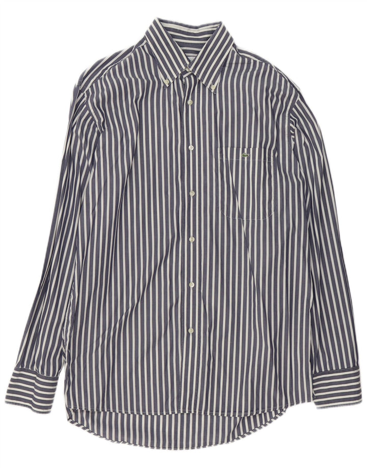 Lacoste Mens Shirt Size 41 Medium Navy Blue Pinstripe Cotton