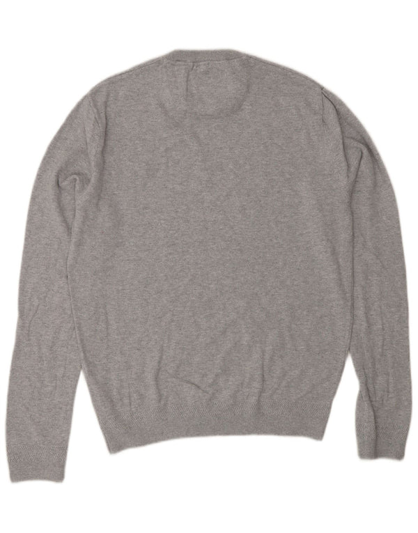 Jack Wills Womens Crew Neck Jumper Sweater UK 14 Medium Grey Flecked Cotton