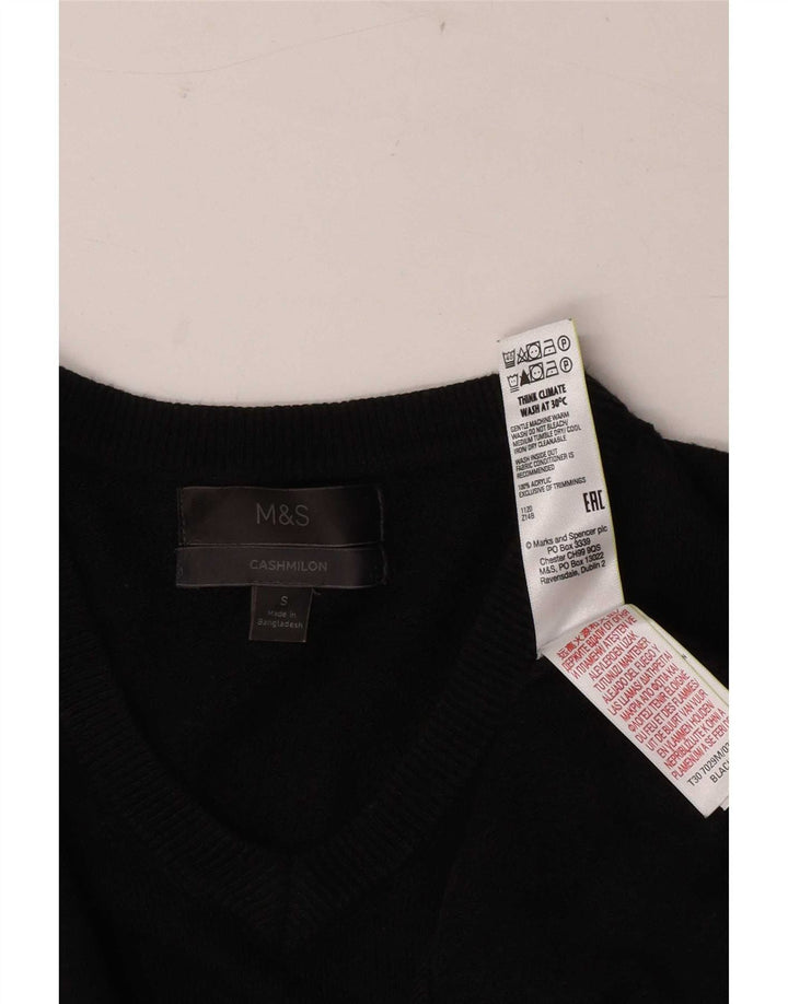 Marks & Spencer Mens V-Neck Jumper Sweater Small Black Acrylic