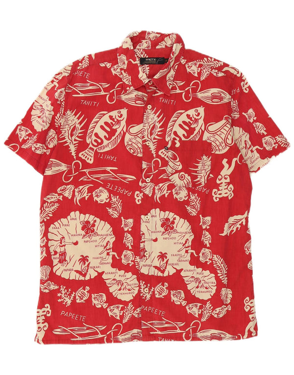 Sixty Mens Short Sleeve Shirt Large Red Floral Cotton