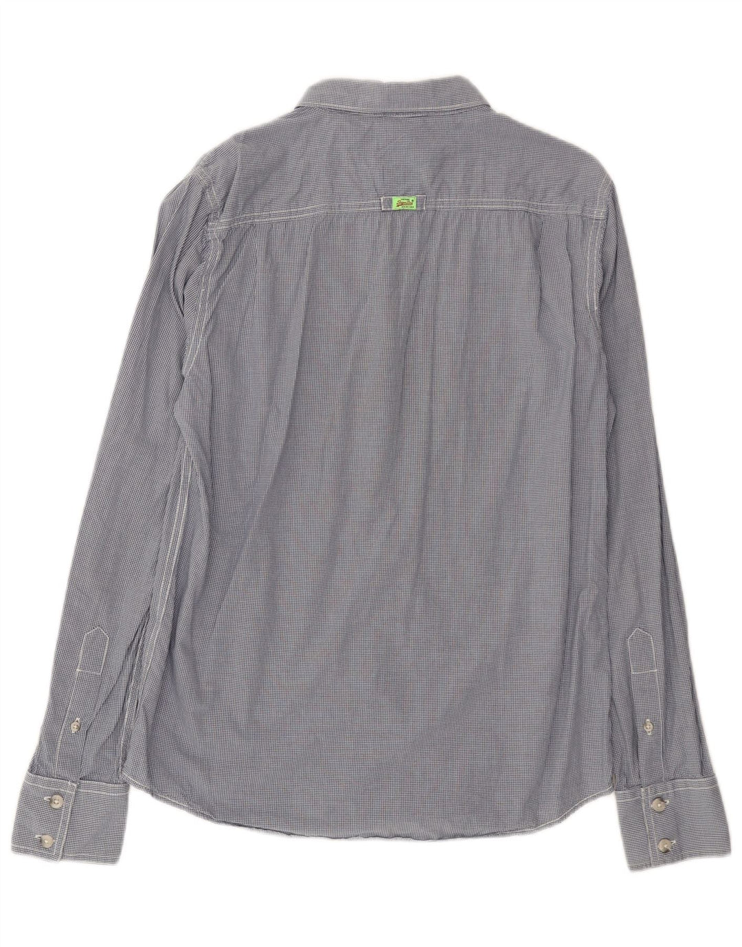 Superdry Mens Shirt Medium Navy Blue Gingham Cotton