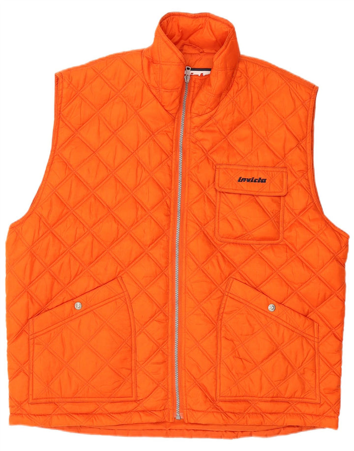 INVICTA Mens Quilted Gilet UK 42 XL Orange Polyamide