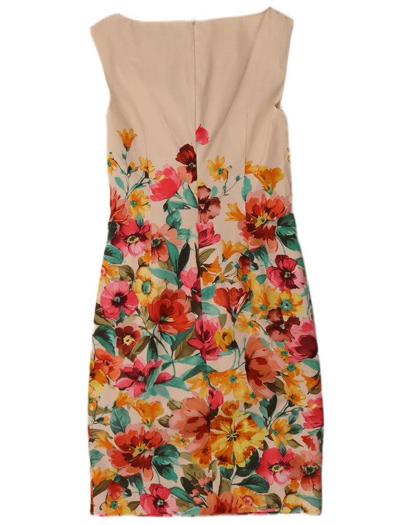 Max Mara Womens Sleeveless Sheath Dress UK 10 Small Off White Floral