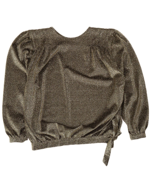 Camicetta vintage da donna dalla vestibilità comoda, taglia UK 18 XL, chiazzata d'oro