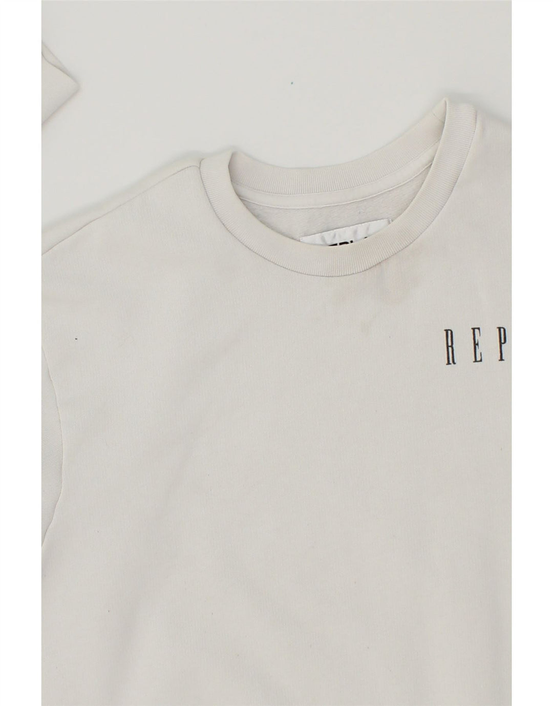 REPLAY Womens Graphic Sweatshirt Jumper UK 18 XL White Vintage Replay and Second-Hand Replay from Messina Hembry 